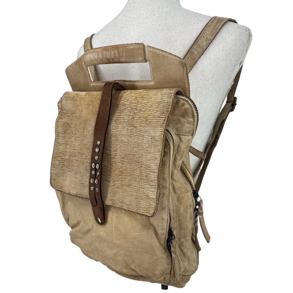 Studio Caleidoscope Gatti Leather Stud Embellished Backpack in Beige - Picture 7 of 16